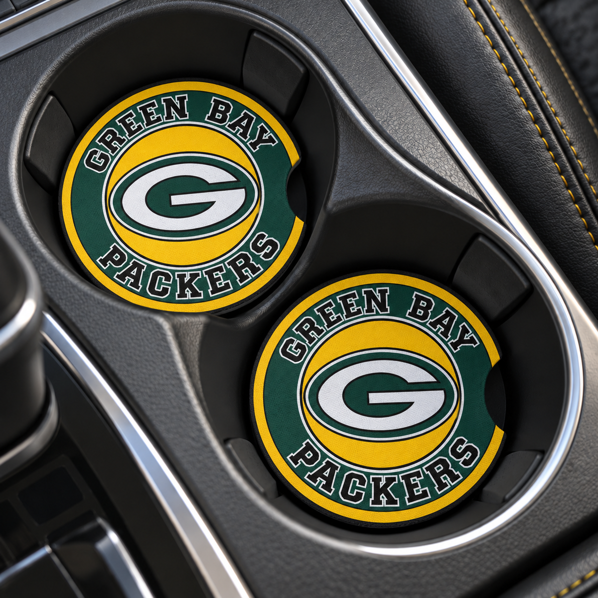 Green Bay Packers Neoprene Car Coasters - Set of 2