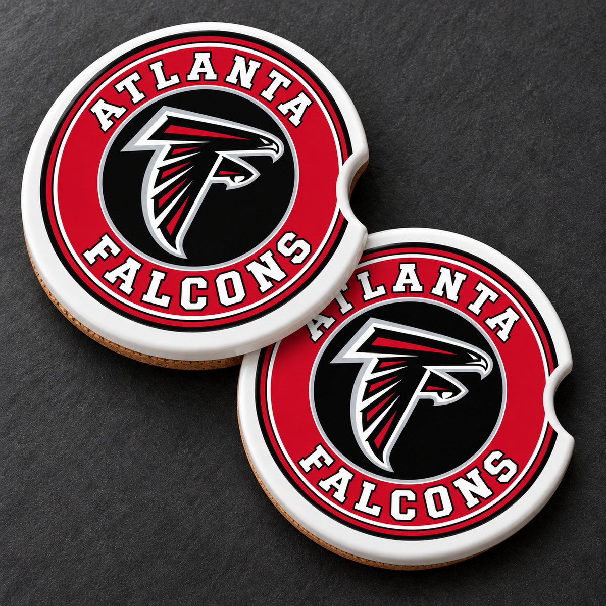 Atlanta Falcons Ceramic Car Coasters - Set of 2