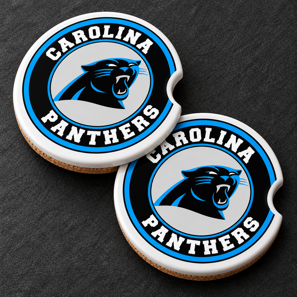 Carolina Panthers Ceramic Car Coasters - Set of 2