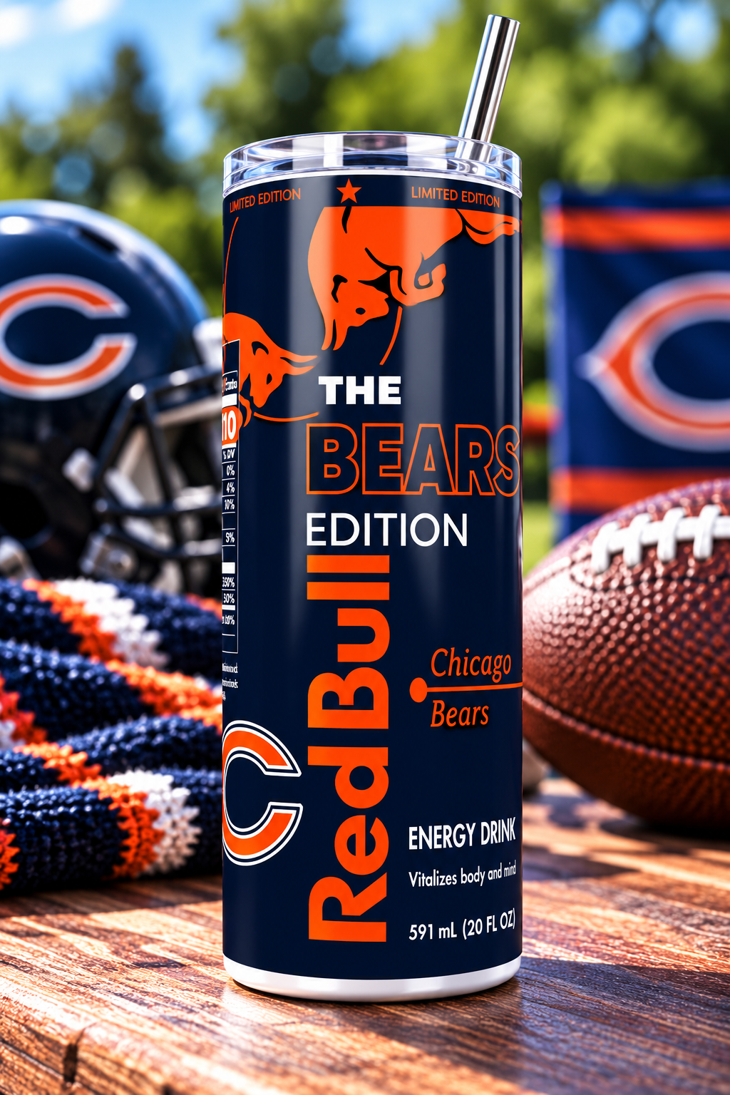 Chicago Bears Red Bull-Inspired Skinny Tumbler - 20 oz