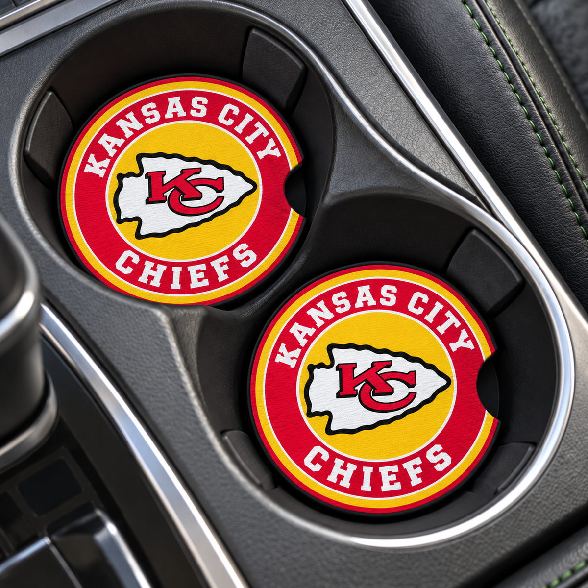 Kansas City Chiefs Neoprene Car Coasters - Set of 2
