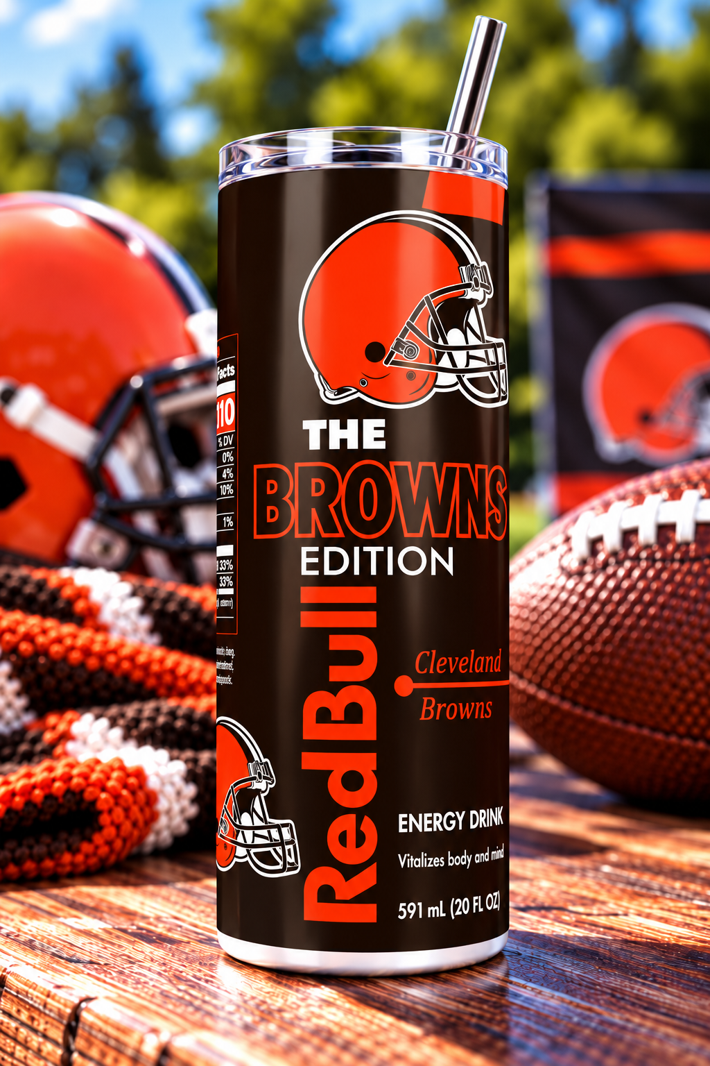 Cleveland Browns Red Bull-Inspired Skinny Tumbler - 20 oz