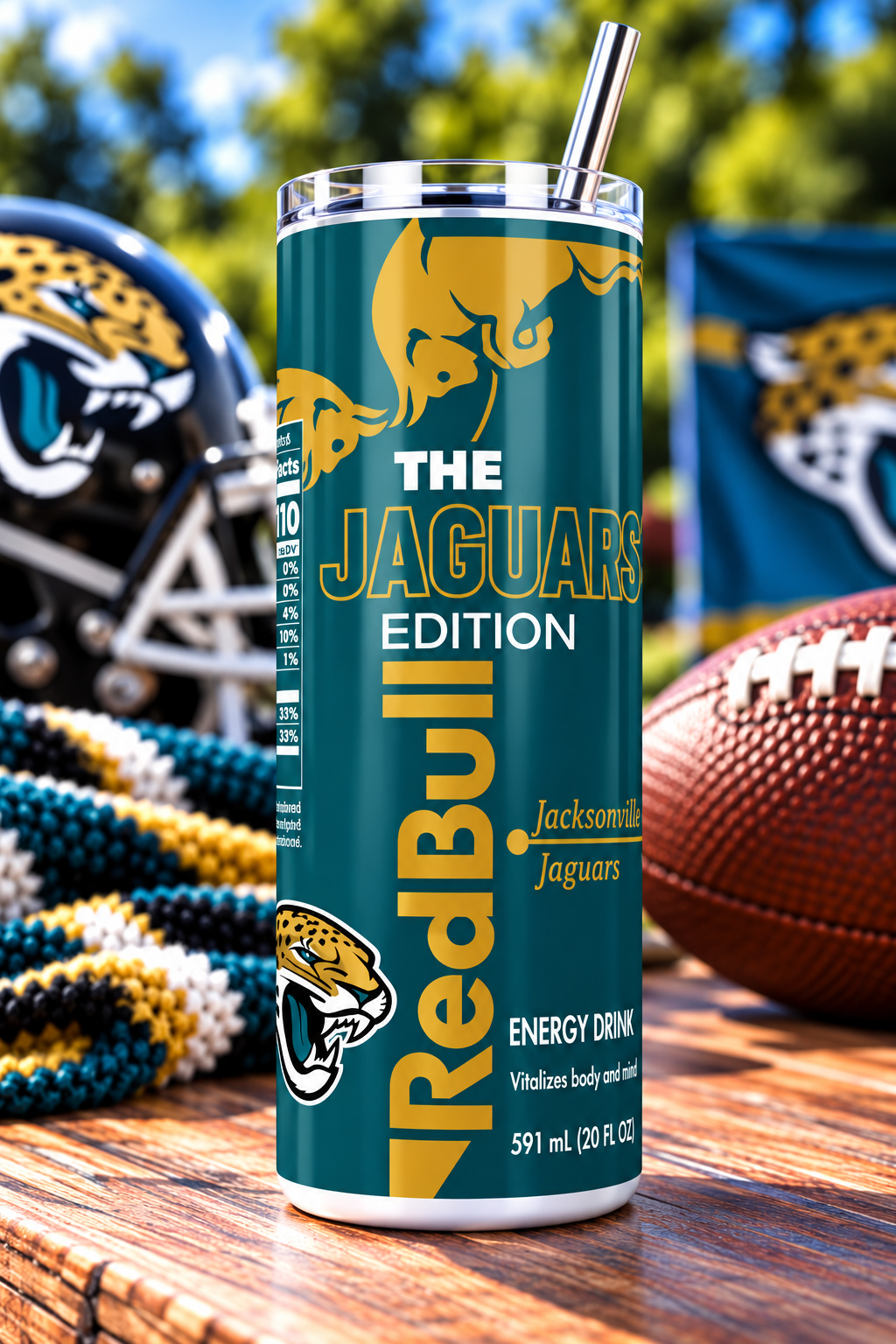 Jacksonville Jaguars Red Bull-Inspired Skinny Tumbler - 20 oz