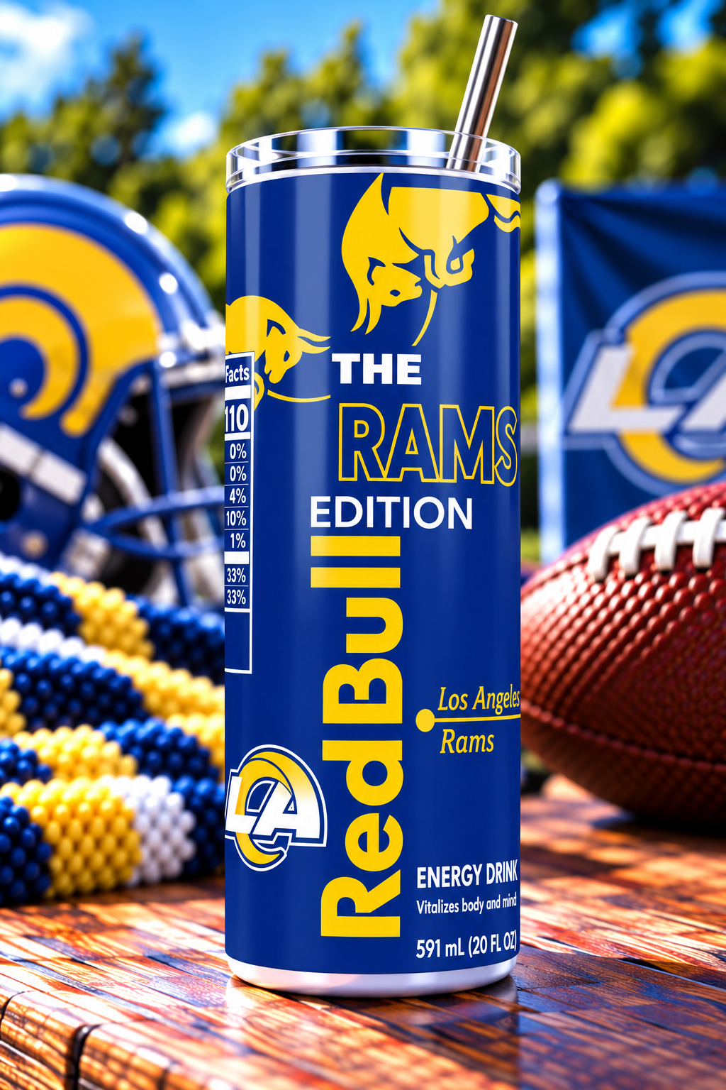 Los Angeles Rams Red Bull-Inspired Skinny Tumbler - 20 oz