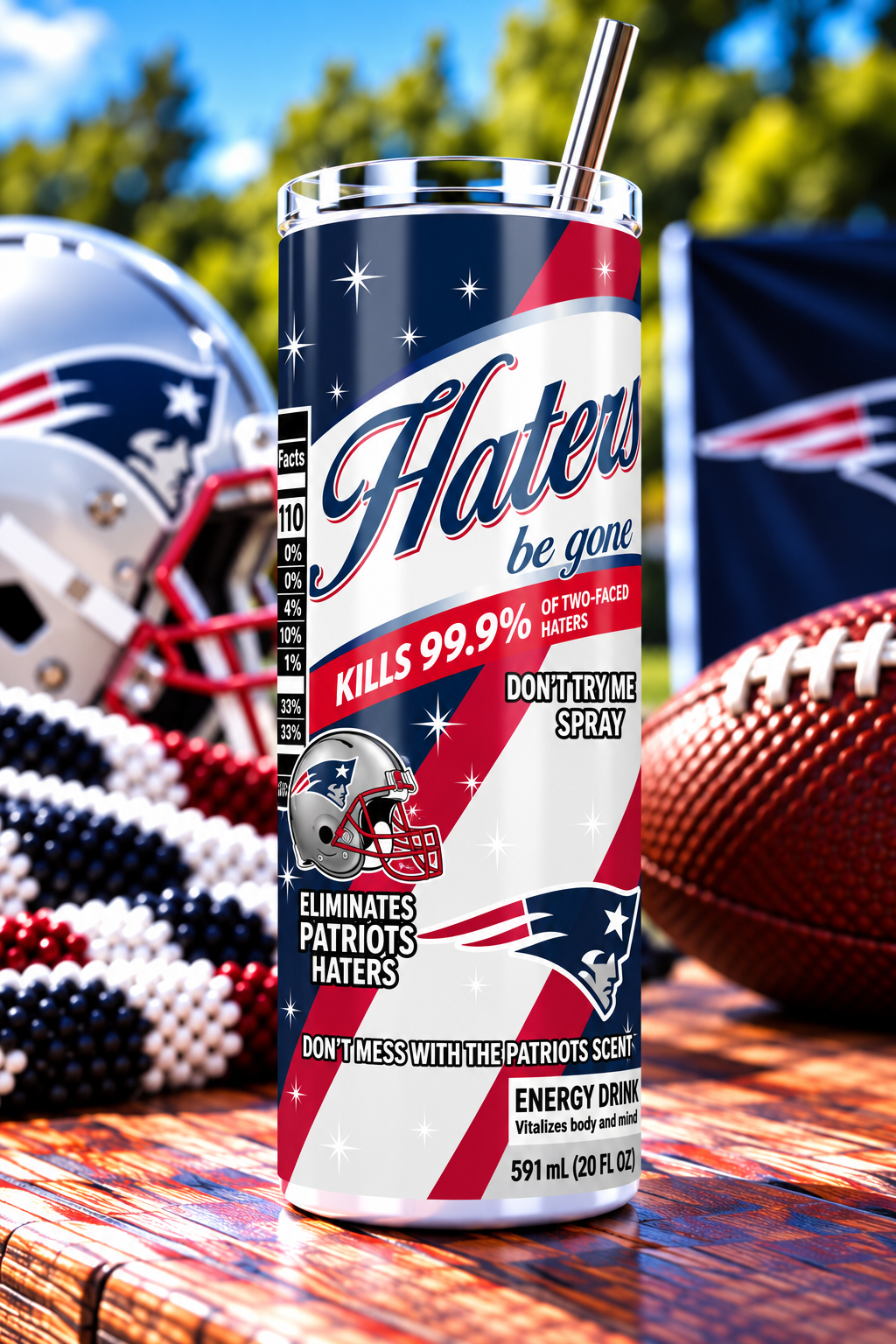 New England Patriots Haters Be Gone Skinny Tumbler - 20 oz