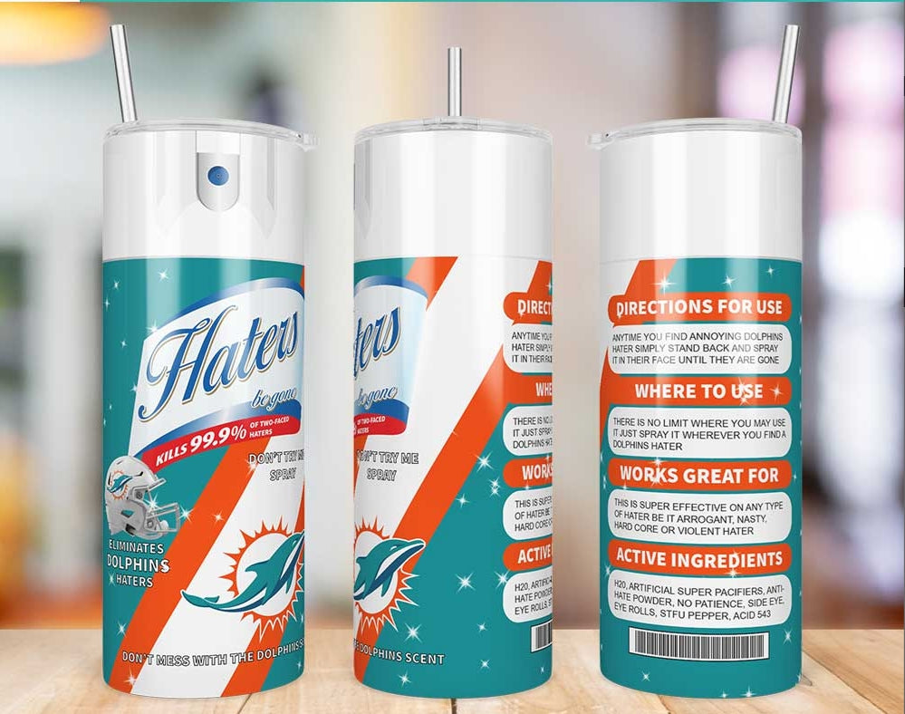 Miami Dolphins Haters Be Gone Skinny Tumbler - 20 oz
