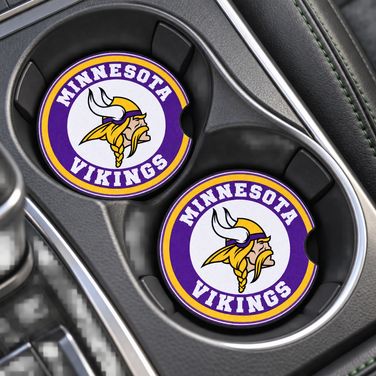 Minnesota Vikings Neoprene Car Coasters - Set of 2