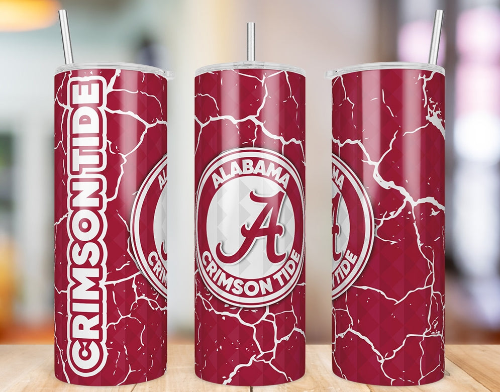 Alabama Crimson Tide Diamond Pattern 20 oz skinny tumbler