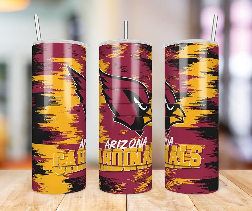 Arizona Cardinals Glitch 20 oz skinny tumbler three-angle product photo