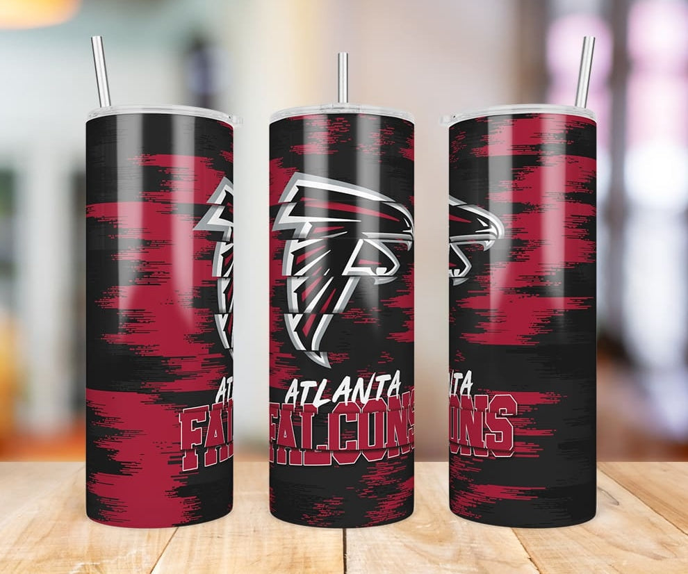 Atlanta Falcons Glitch 20 oz skinny tumbler three-angle product photo