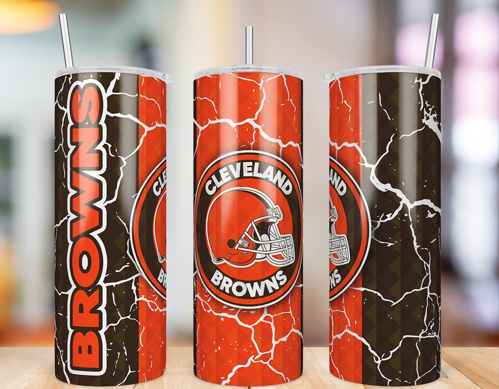 Cleveland Browns Diamond Pattern 20 oz skinny tumbler