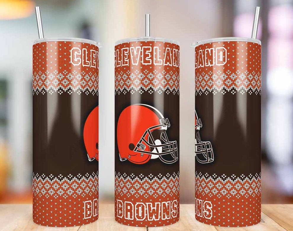 Cleveland Browns Ugly Sweater 20 oz skinny tumbler