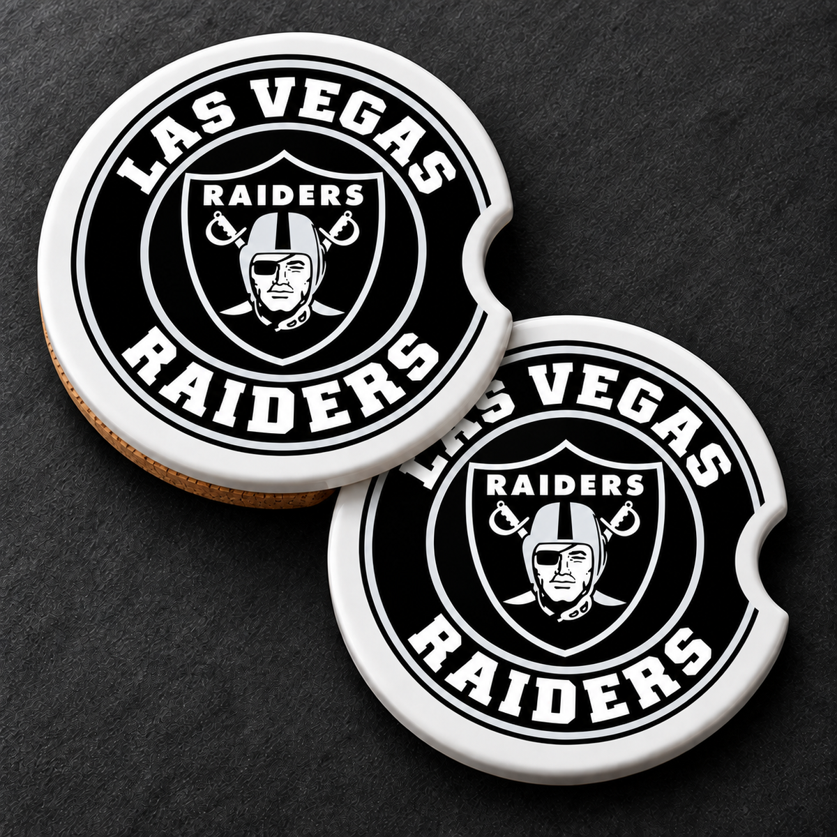Las Vegas Raiders Ceramic Car Coasters - Set of 2