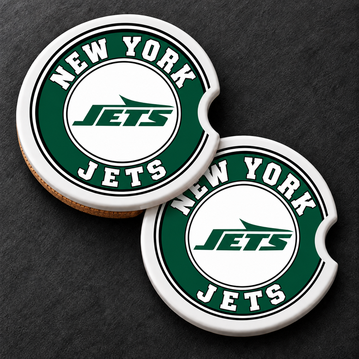 New York Jets Ceramic Car Coasters - Set of 2