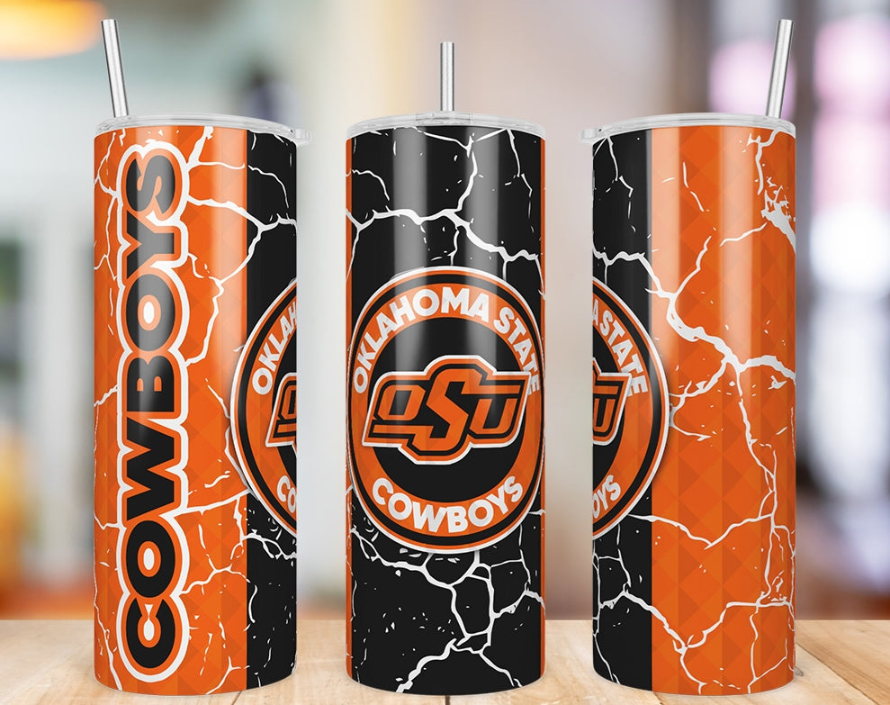 Oklahoma State Cowboys Diamond Pattern 20 oz skinny tumbler