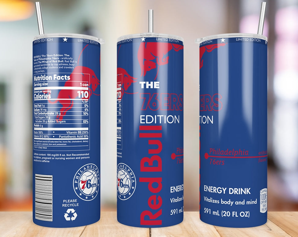 Philadelphia 76ers 20 oz skinny tumbler three-angle product photo