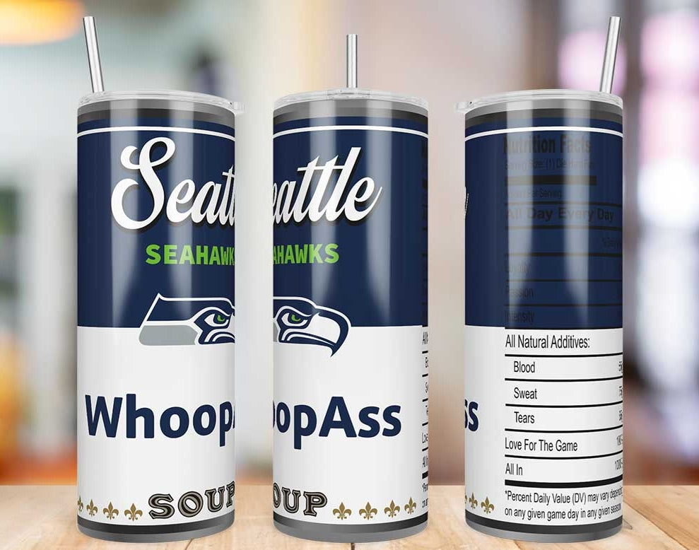 Seattle Seahawks Whoop Ass Soup 20 oz skinny tumbler