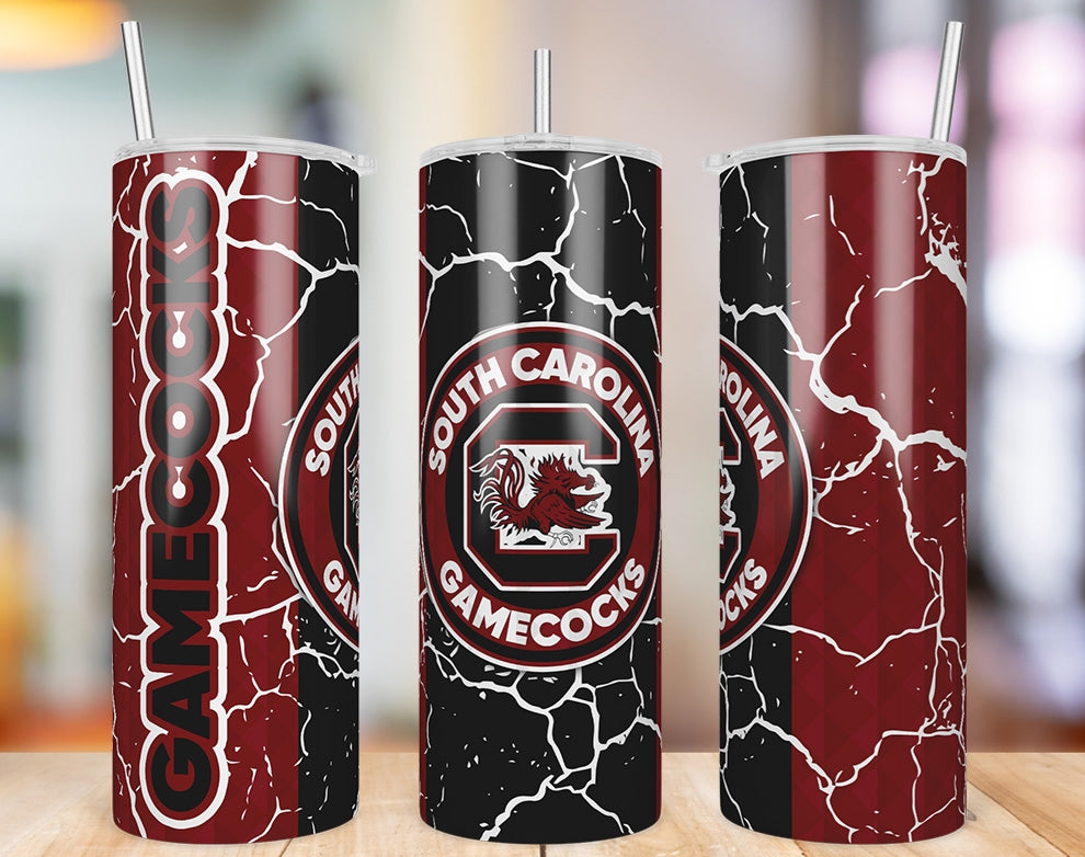 South Carolina Gamecocks Diamond Pattern 20 oz skinny tumbler