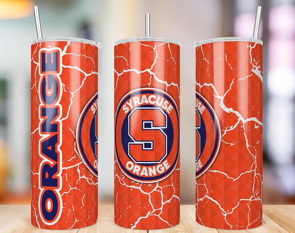 Syracuse Orange Diamond Pattern 20 oz skinny tumbler