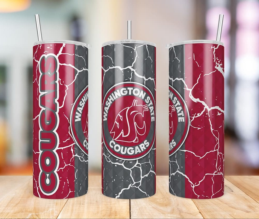 Washington State Cougars Diamond Pattern 20 oz skinny tumbler
