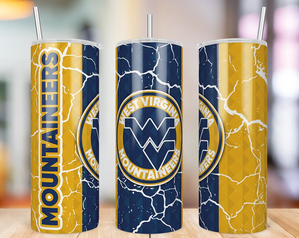 West Virginia Mountaineers Diamond Pattern 20 oz skinny tumbler