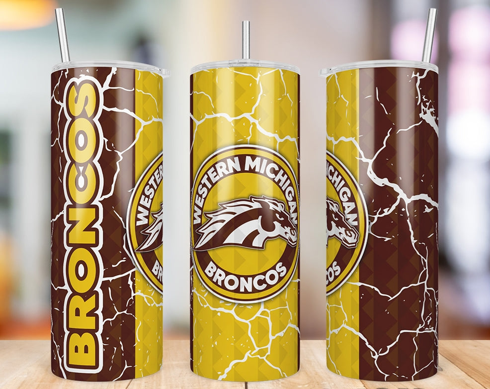 Western Michigan Broncos Diamond Pattern 20 oz skinny tumbler