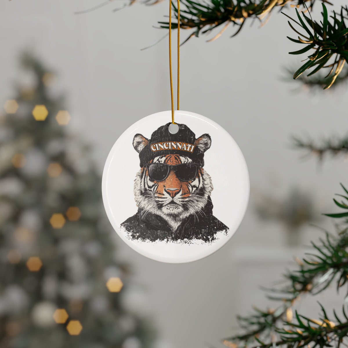 Cincinnati Bengals Spirit Animal Ceramic Ornament | Christmas Gift