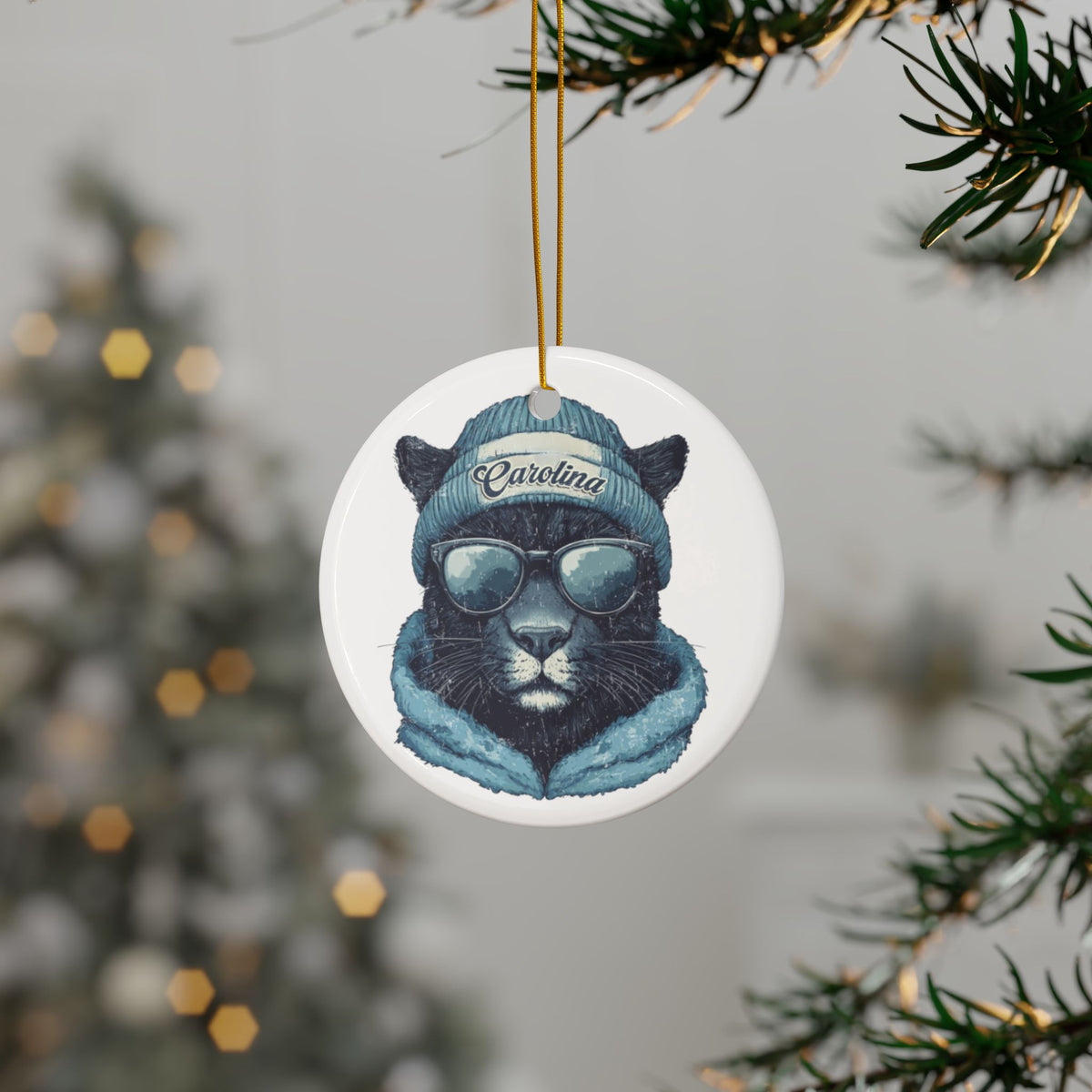 Carolina Panthers Spirit Animal Ceramic Ornament | Christmas Gift