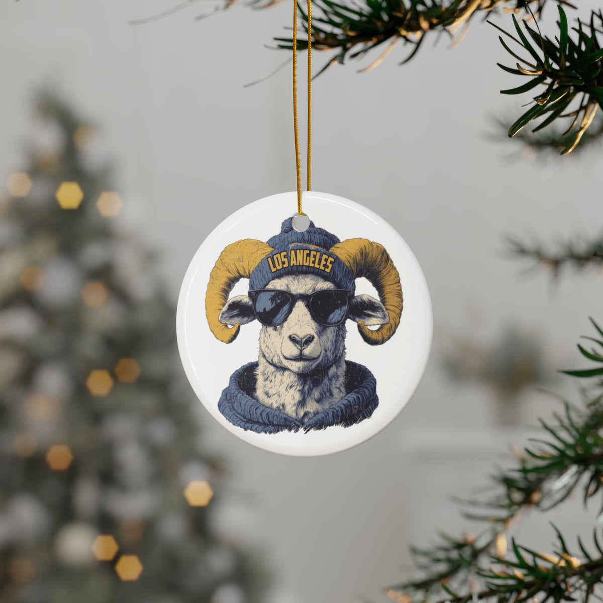 Los Angeles Rams Spirit Animal Ceramic Ornament | Christmas Gift