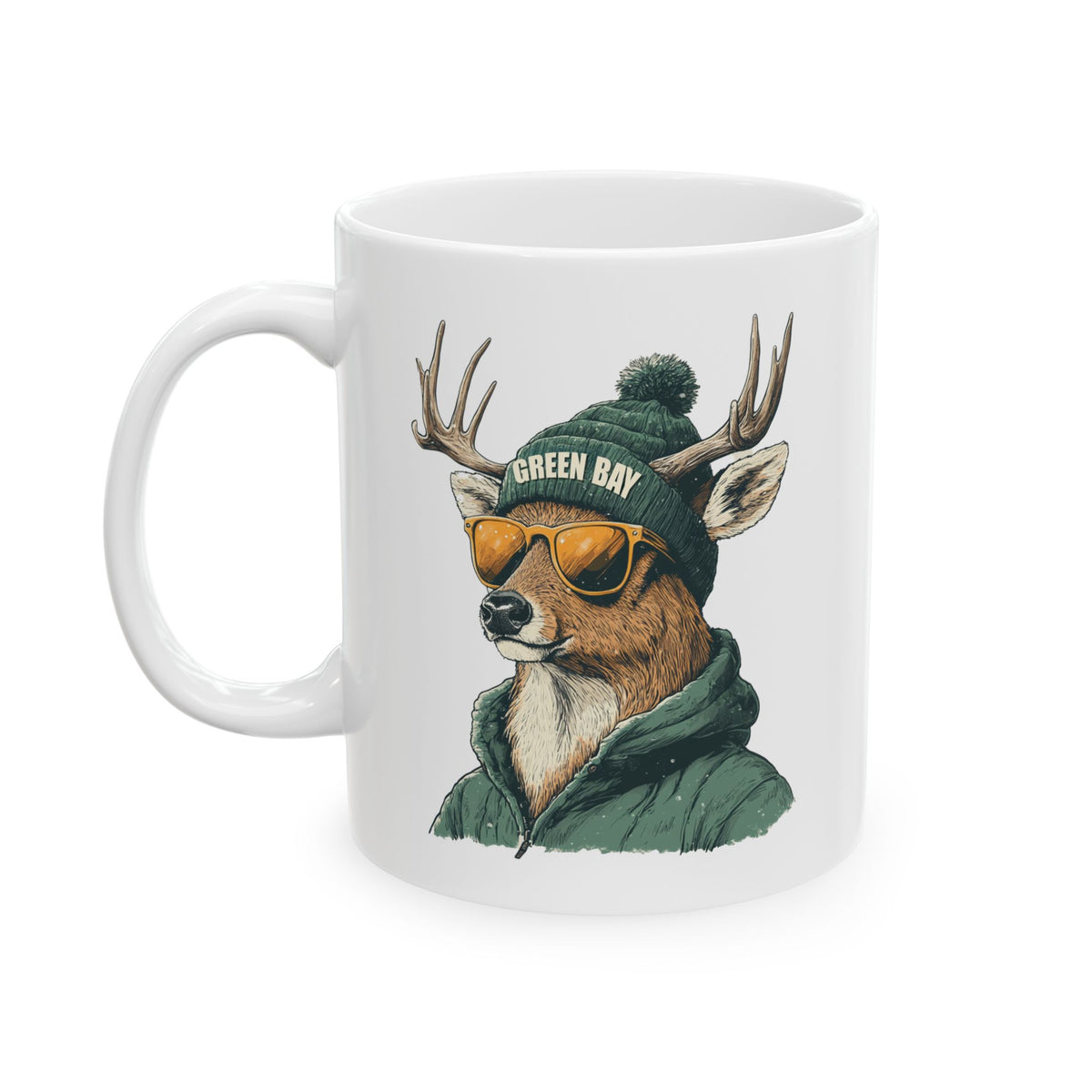 Green Bay Packers Spirit Animal Ceramic Mug – Deer | Football Fan Gift
