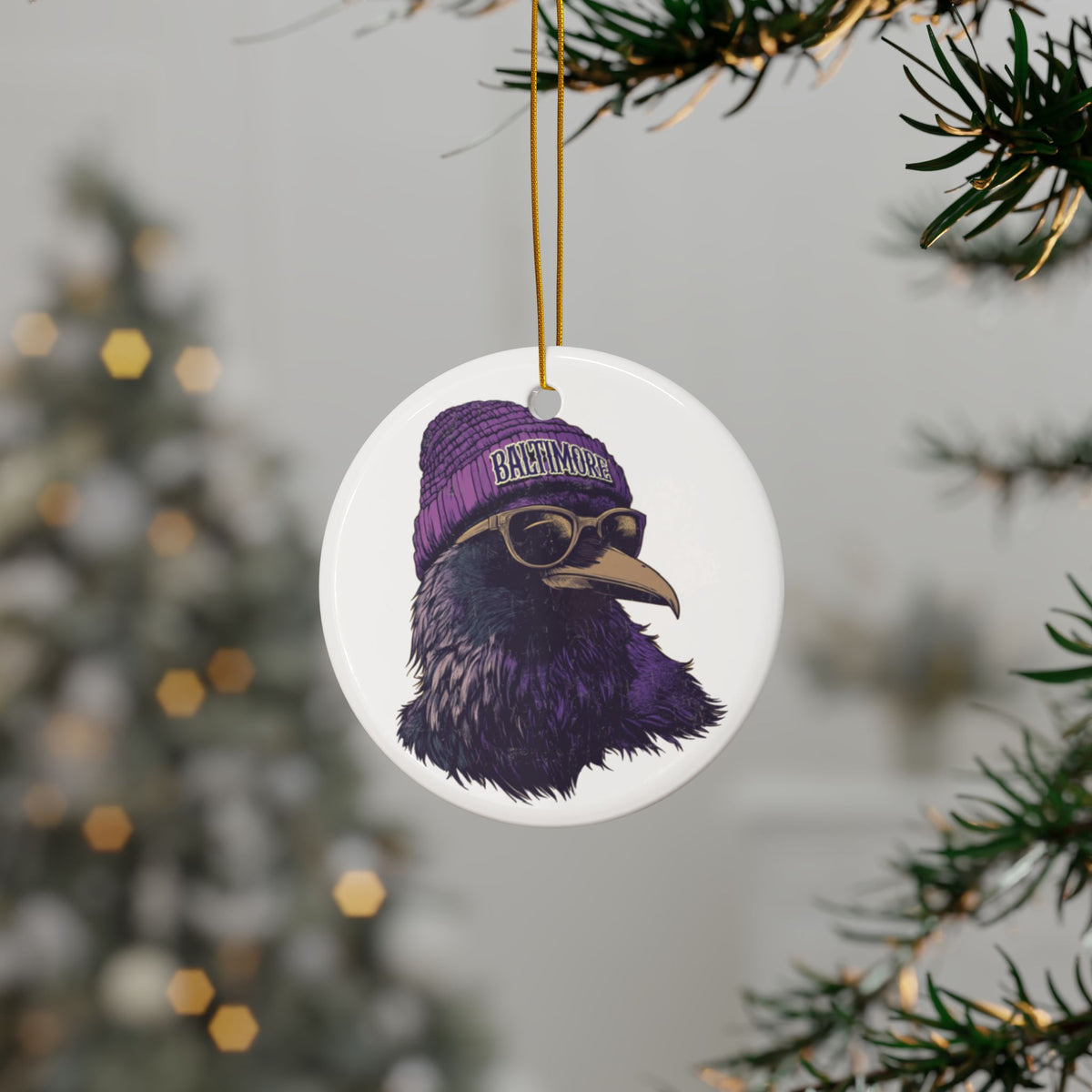Baltimore Ravens Spirit Animal Ceramic Ornament | Christmas Gift