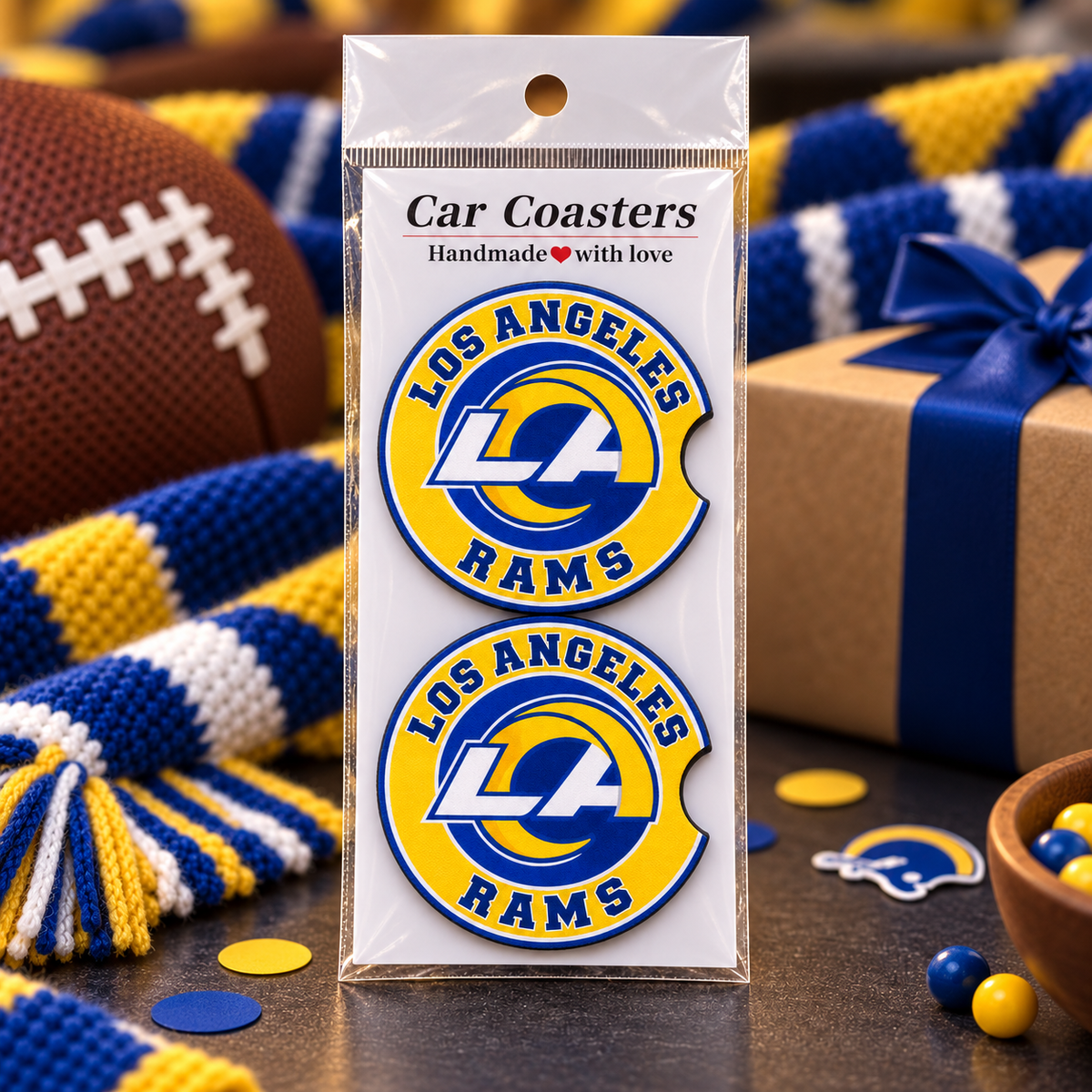 Los Angeles Rams Neoprene Car Coasters - Set of 2