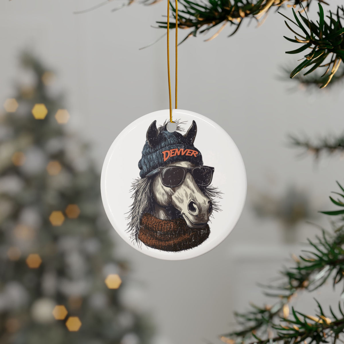 Denver Broncos Spirit Animal Ceramic Ornament | Christmas Gift