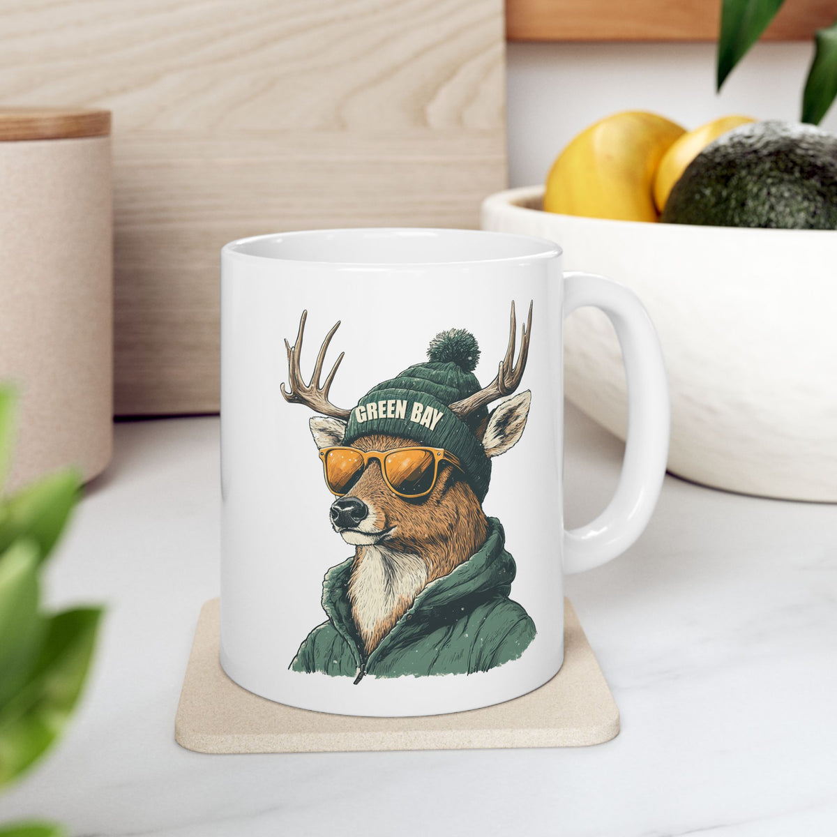 Green Bay Packers Spirit Animal Ceramic Mug – Deer | Football Fan Gift