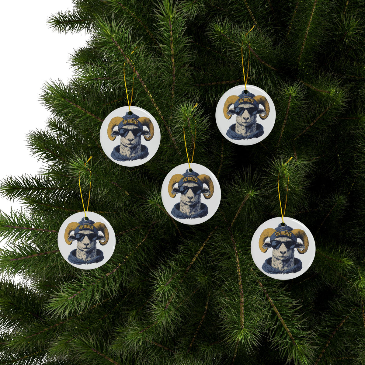 Los Angeles Rams Spirit Animal Ceramic Ornament | Christmas Gift