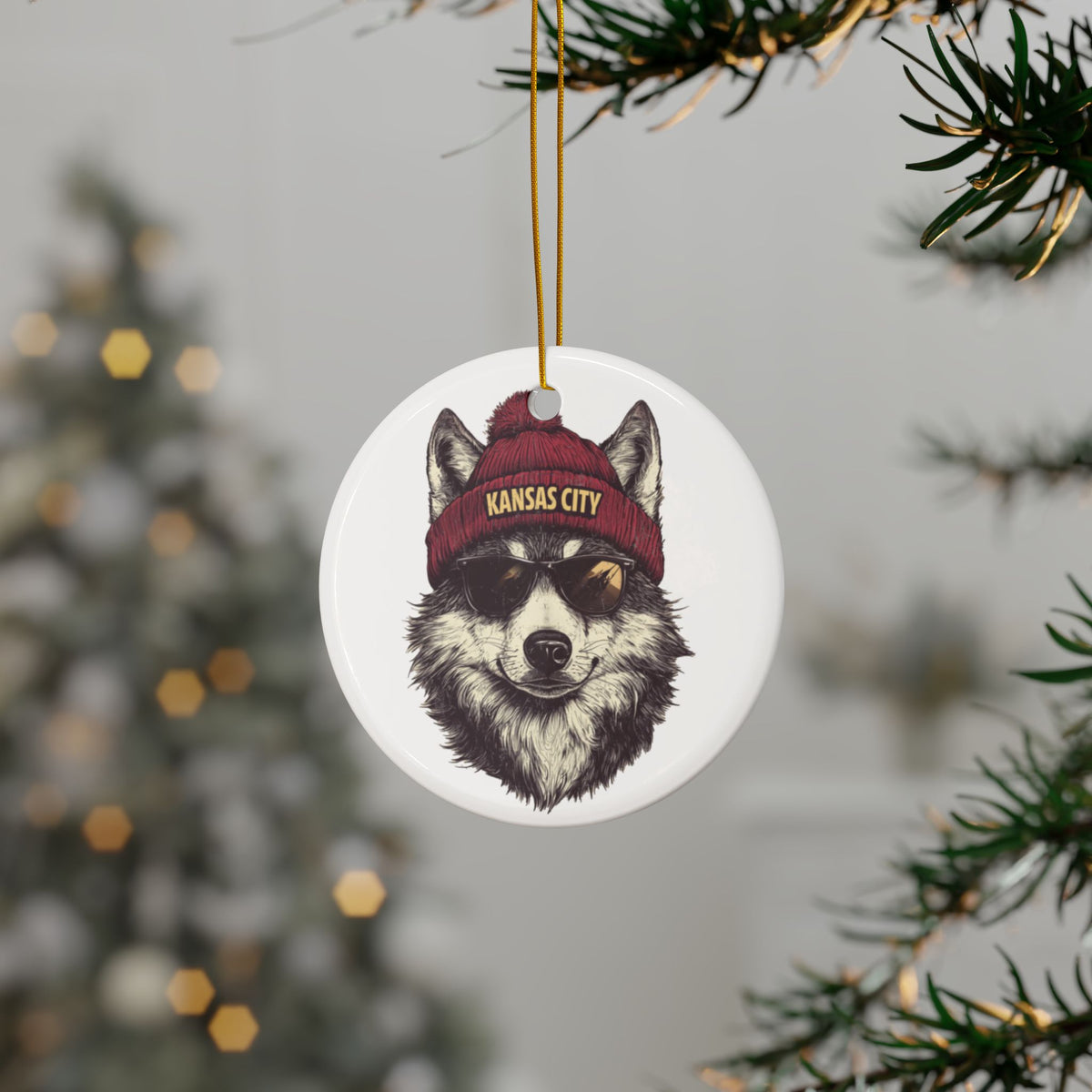 Kansas City Chiefs Spirit Animal Ceramic Ornament | Christmas Gift
