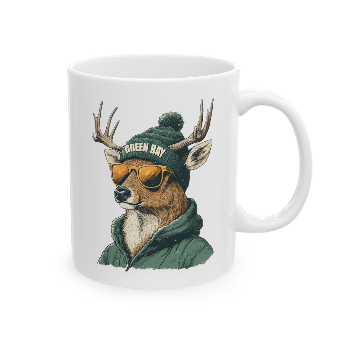 Green Bay Packers Spirit Animal Ceramic Mug – Deer | Football Fan Gift