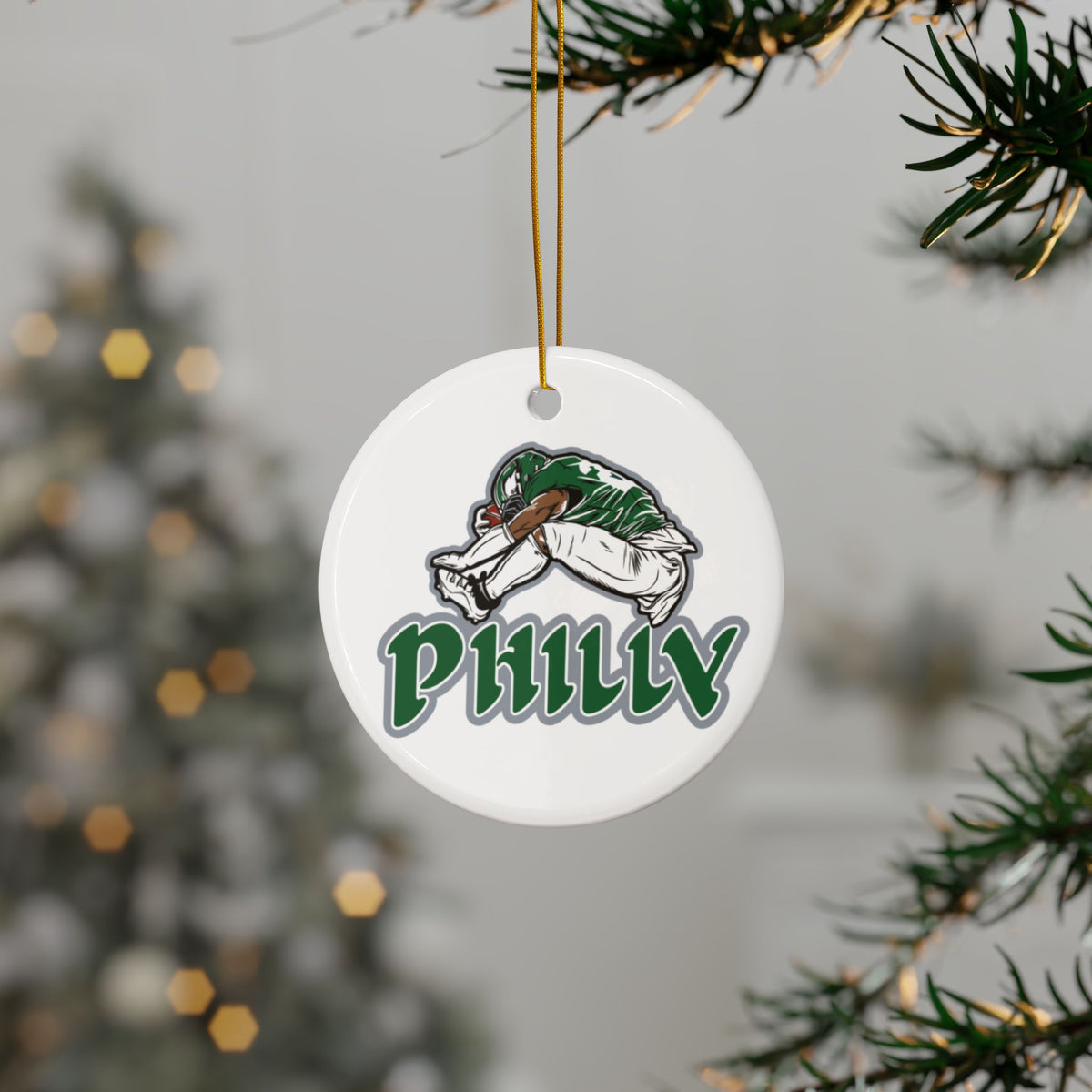 Philadelphia Eagles Saquon Barkley Jump Ceramic Ornament | Fan Gift