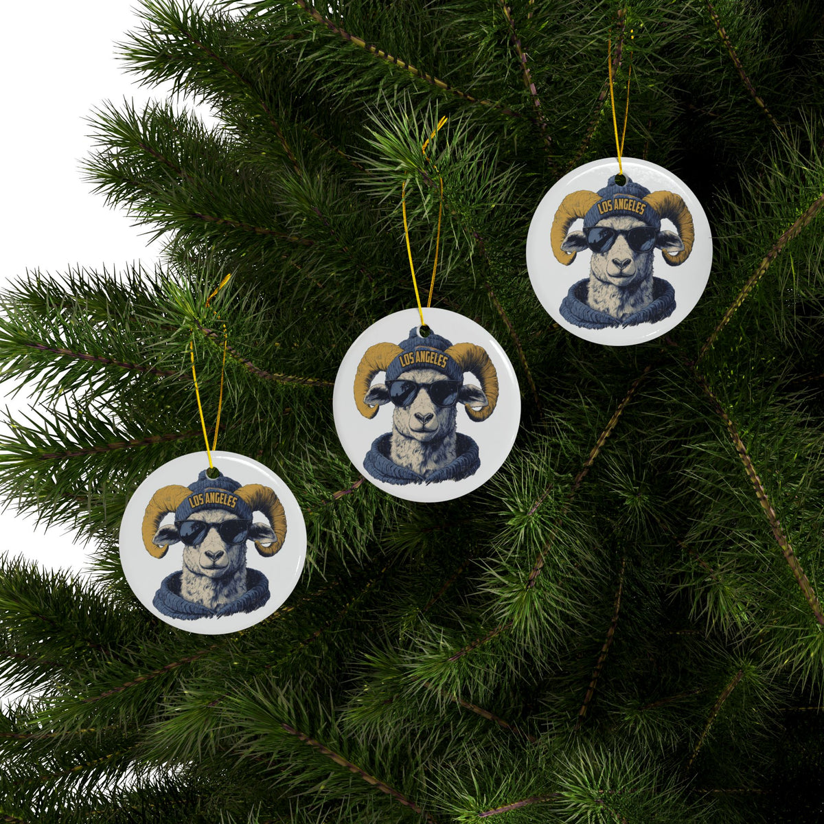 Los Angeles Rams Spirit Animal Ceramic Ornament | Christmas Gift