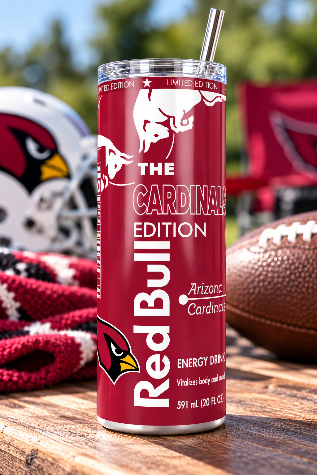 Arizona Cardinals Red Bull-Inspired Skinny Tumbler - 20 oz