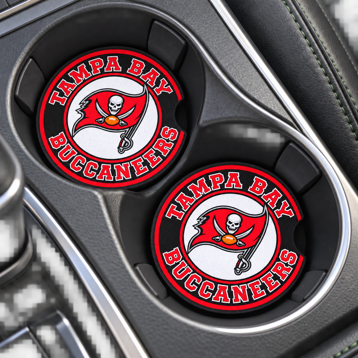 Tampa Bay Buccaneers Neoprene Car Coasters - Set of 2