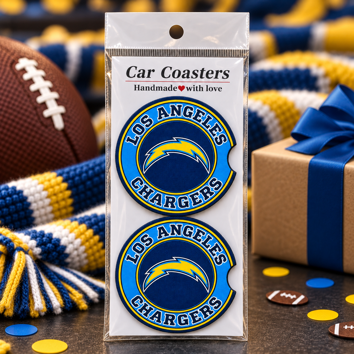 Los Angeles Chargers Neoprene Car Coasters - Set of 2