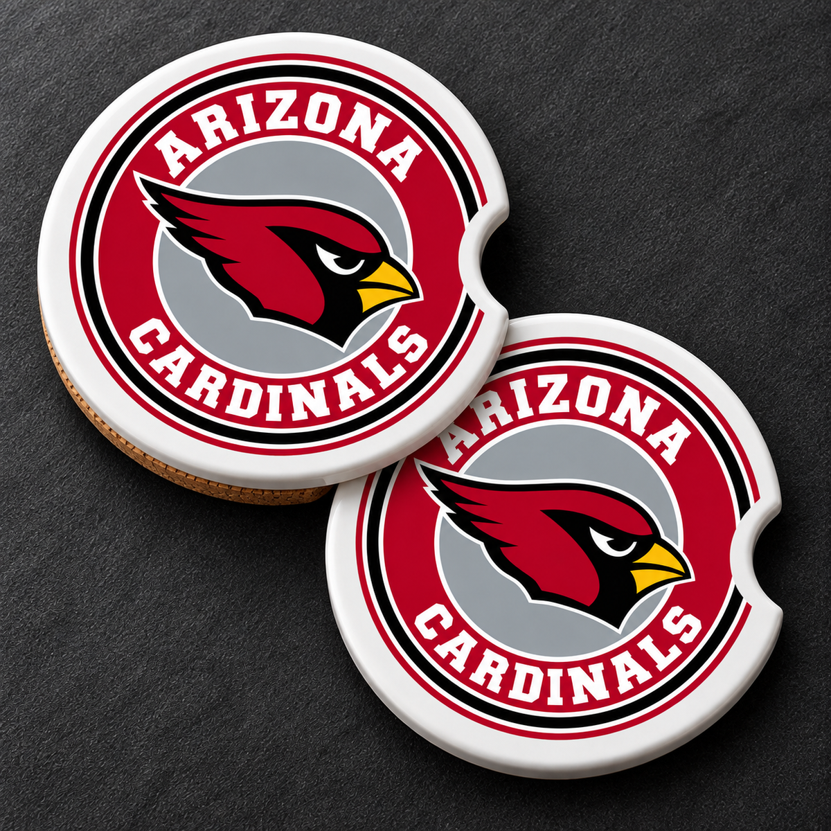 Arizona Cardinals Ceramic Car Coasters - Set of 2
