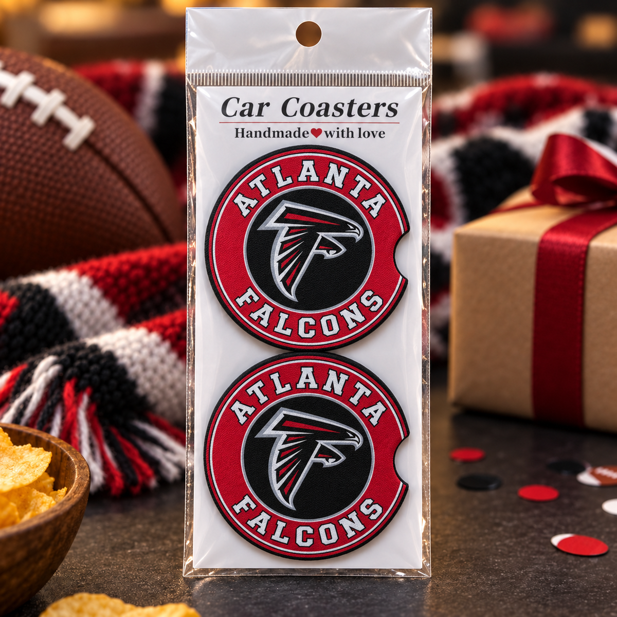 Atlanta Falcons Neoprene Car Coasters - Set of 2