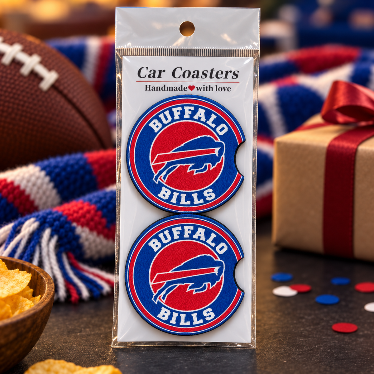 Buffalo Bills Neoprene Car Coasters - Set of 2