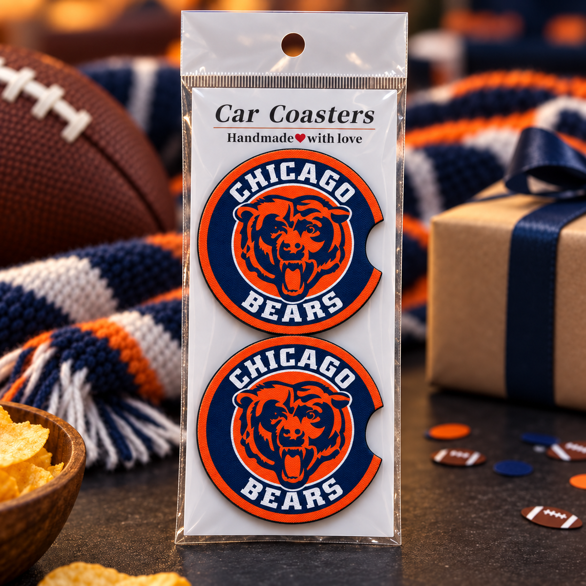 Chicago Bears Neoprene Car Coasters - Set of 2