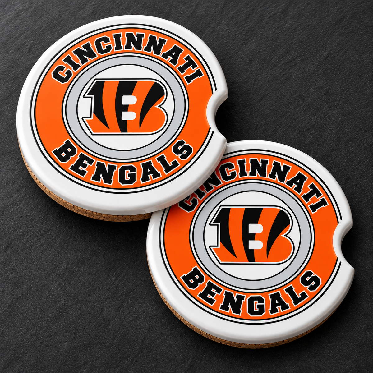 Cincinnati Bengals Ceramic Car Coasters - Set of 2
