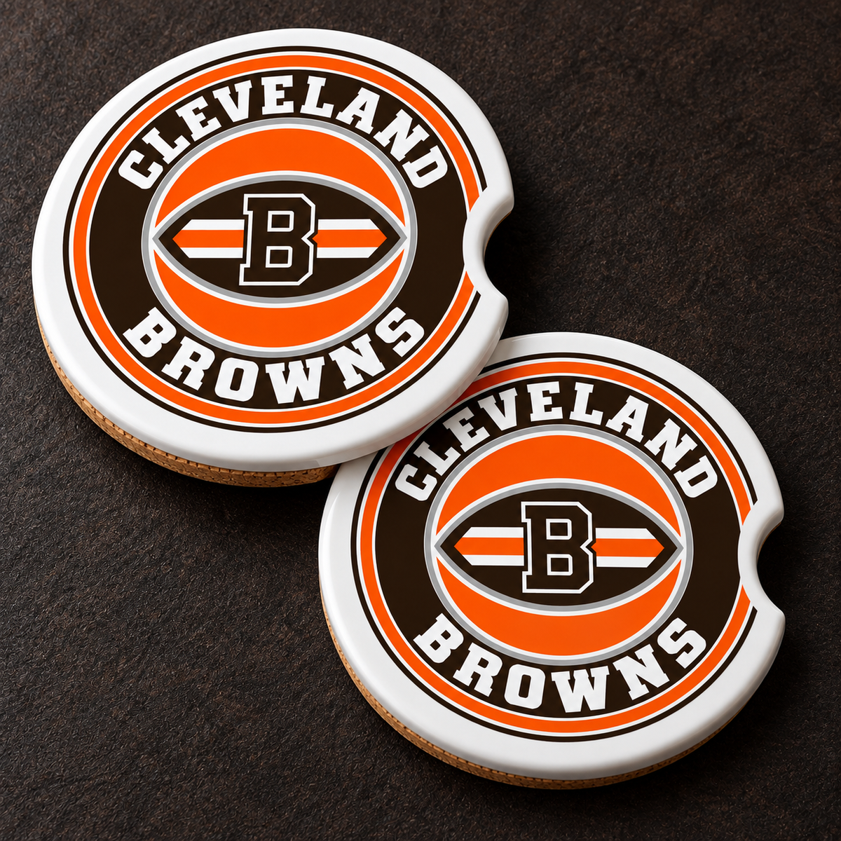 Cleveland Browns Ceramic Car Coasters - Set of 2