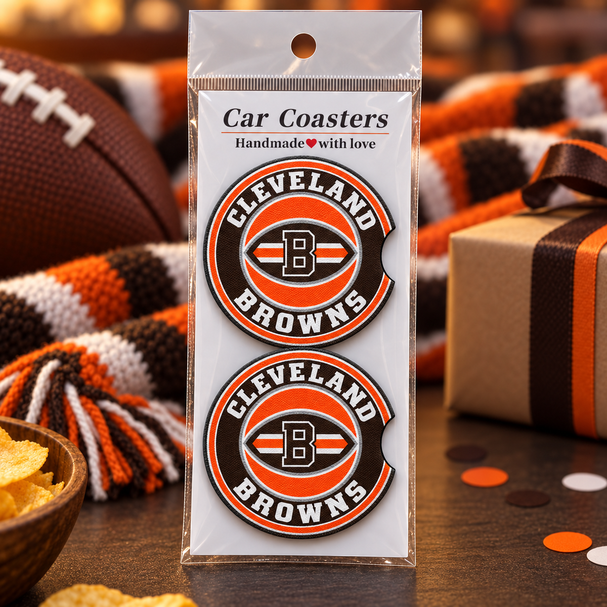 Cleveland Browns Neoprene Car Coasters - Set of 2