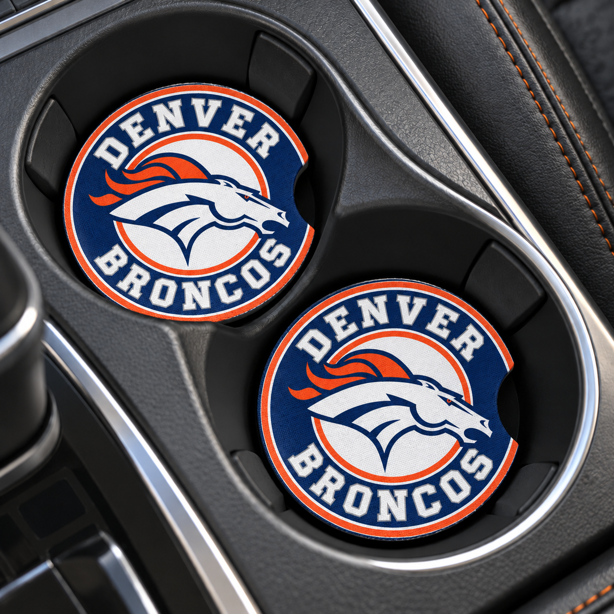 Denver Broncos Neoprene Car Coasters - Set of 2